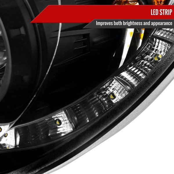 2006-2007 Subaru Impreza WRX STI Projector Headlights LED Light Strip Black Online now - Image 5
